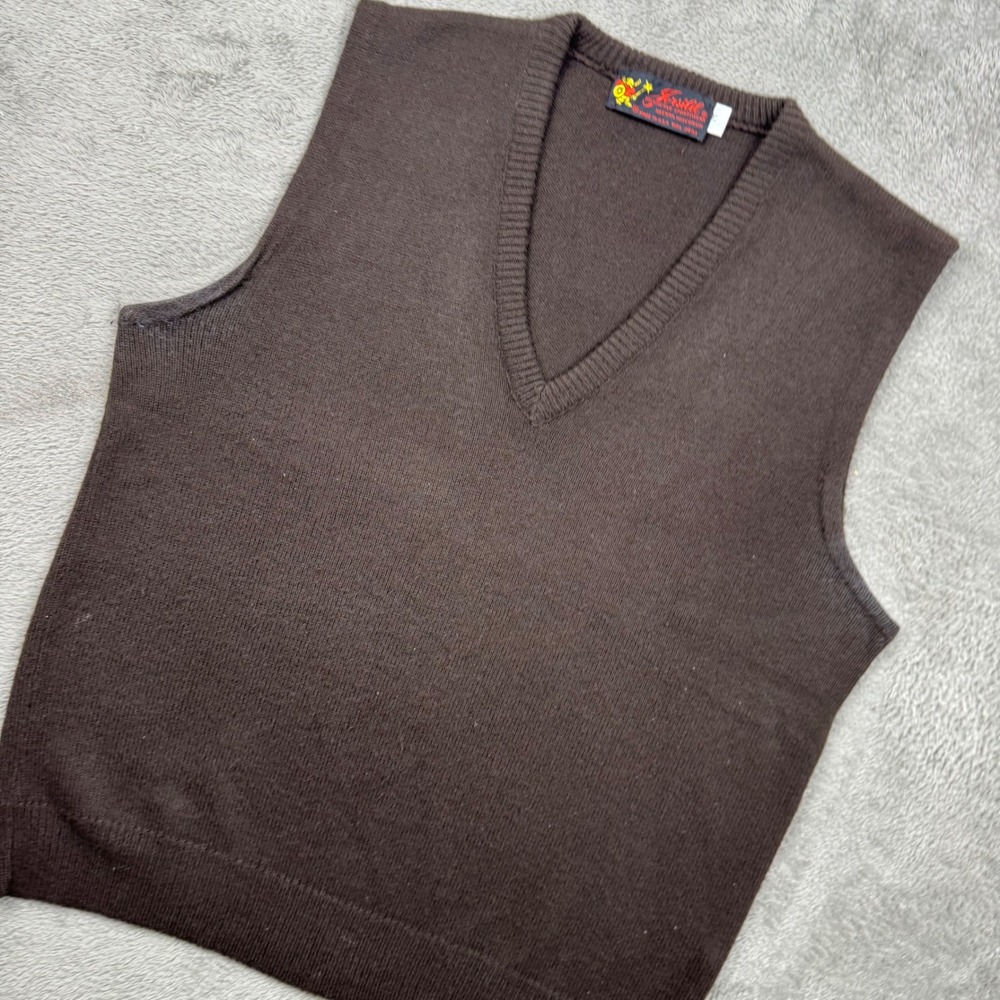 Jersild Sweater Vest Mens Medium Brown Exc Vintage 90s Knit V-Neck USA Made